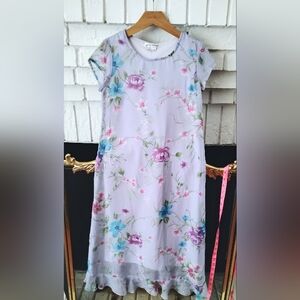 My Michelle Floral Kids Dress in Lavender and Teal